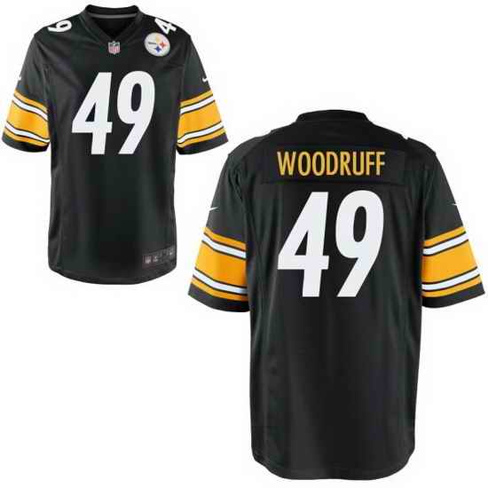 Men Steelers #49 Dwayne Woodruff Black Game Stitched NFL Jersey